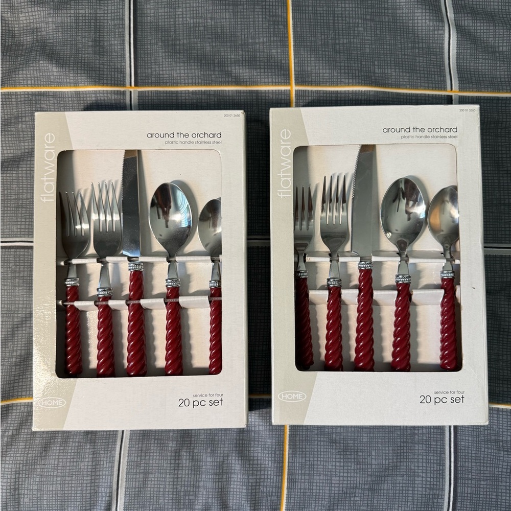 🏡NWOT Still in the box Wine/Silver Flatware Set - TWO BOXES-
20 Piece each box
